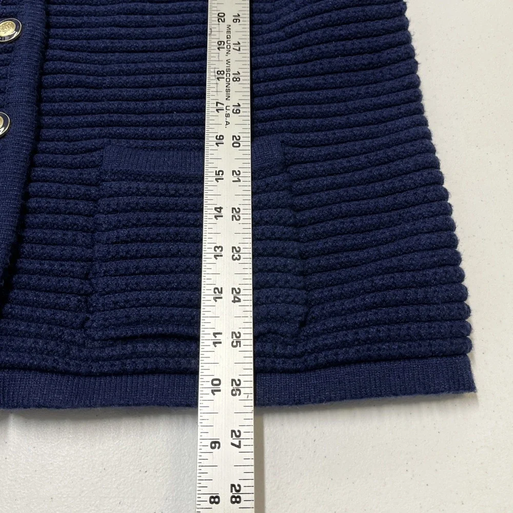 Joie Sweater‎ Vest Blue Cable Knit Gold Button Front Size 1X Office Career Layer